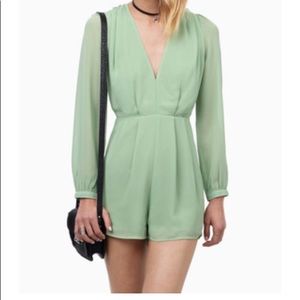 Tobi Green Pleated Romper